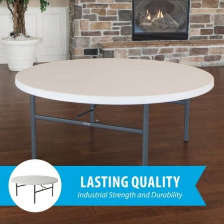 Lifetime 72 inch Round Table, Indoor/Outdoor Commercial Grade, White Granite (22673)