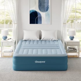 Beautyrest Lumbar Support 18 in. Queen Air Mattress with Built-In Pump - Inflatable Bed with Raised Lumbar Support Zone