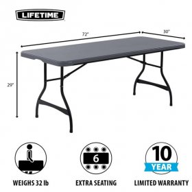 Lifetime 6 Foot Rectangle Folding Table, Indoor/Outdoor Commercial Grade, Wilson Gray (80817)