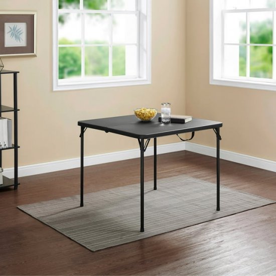 Mainstays 34\" Square Resin Fold-in-Half Table, Rich Black