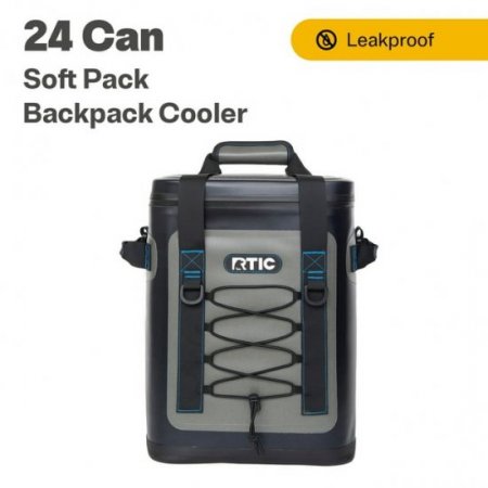 RTIC 24 Can Backpack Cooler, Leakproof Ice Chest Cooler with Waterproof Zipper, Blue/Grey
