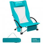 KingCamp Low Sling Beach Chairs Folding High Mesh Reclining Back Chair for Adults with Headrest,Cup Holder,Carry Bag Padded Armrest Cyan