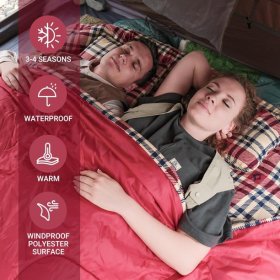 KingCamp Queen Size Double Sleeping Bags Lightweight Waterproof Backpacking with Pillows for Adults Camping Hiking and Outdoors