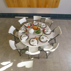 Lifetime 60 inch Round Folding Table, Indoor/Outdoor, Professional Grade, Almond (80252)