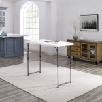 Mainstays 4 Foot Adjustable Height Premium Folding Table, White Granite