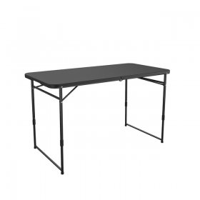 COSCO 4 ft. Fold-in-Half Adjustable Height Indoor/Outdoor Utility Table, Black