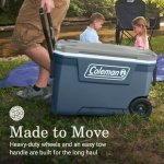 Coleman 316 Series 62QT Lakeside Blue Hard Chest Wheeled Cooler; Backyard, Camping, Beach, Tailgate