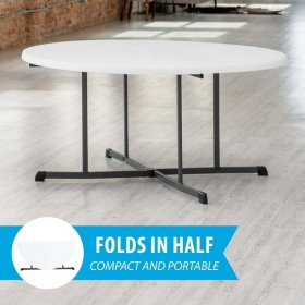 Lifetime 60 inch Round Folding Table, Indoor/Outdoor Commercial Grade, Almond (80806)
