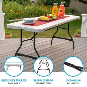 Lifetime 6 Foot Rectangle Folding Table, Indoor/Outdoor Commercial Grade, Almond (80712)