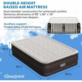 Beautyrest Duet 18" Queen Air Bed Mattress - Dual Control Sleep Zones, Edge Support, Built-in High-Speed Pump
