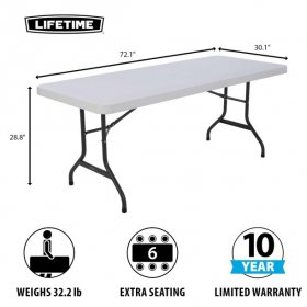 Lifetime 6 ft. Rectangle Folding Table, Indoor/Outdoor Commercial Grade, White Set of 4 (42901)