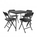 COSCO 5-Piece Solid Resin Folding Table & Chair Dining Set, Black, Indoor & Outdoor, Perfect for Everyday Use, Hosting, Game Night, or Holiday Celebrations