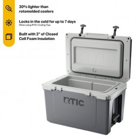 RTIC 52 QT Ultra-Light Hard-Sided Ice Chest Cooler, Dark Grey And Cool Grey, Fits 76 Cans