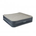 Intex King Deluxe Pillow Rest Inflatable Air Mattress Bed with Built In Pump