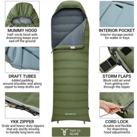 KingCamp Down Sleeping Bag Ultralight Compact Portable Sleeping Bags Cold Weather 3-4 Season Backpacking Sleeping Bag for Adults Camping Hiking Traveling, 28.4