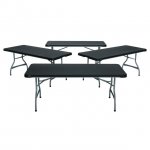 Lifetime 6 Foot Nesting Rectangle Folding Tables, Indoor/Outdoor Commercial Grade, Black, 4 Pack (480350)