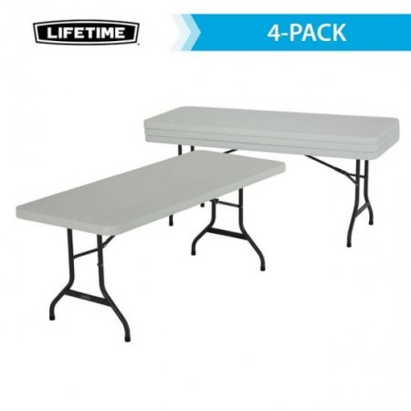 Lifetime 6 ft. Rectangle Folding Table, Indoor/Outdoor Commercial Grade, White Set of 4 (42901)