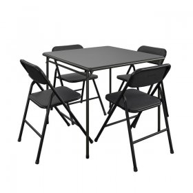 COSCO Premium 5-Piece Folding Table & Chair Dining Set, Black