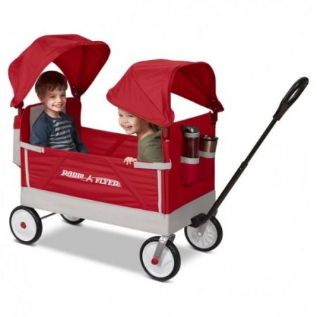 Radio Flyer, Dual Canopy Family Wagon, Adjustable Canopies with Storage Bag, Ages 1.5+ years