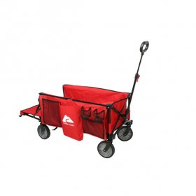 Ozark Trail Camping Utility Wagon with Tailgate & Extension Handle, Red, Polyester