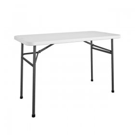 COSCO 4 ft. Straight Folding Utility Table, White, Indoor & Outdoor, Portable Desk, Camping, Tailgating, & Crafting Table