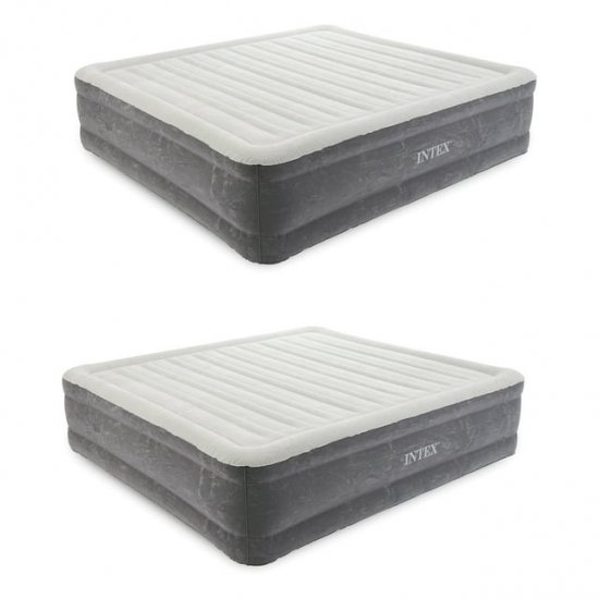 Intex 18\" Inflatable Elevated Air Mattress w/Built In Pump, King (2 Pack)
