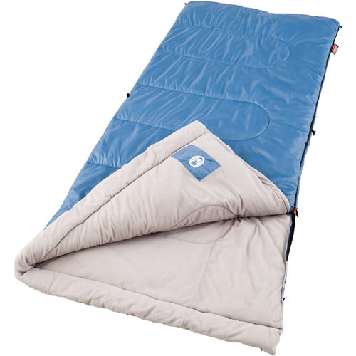 Coleman Sun Ridge 40-Degree Cool Weather Rectangular Adult Sleeping Bag, Blue, 33\"x75\"