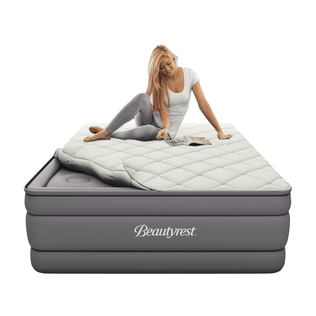 Beautyrest 20\" Cushion Aire Quilted Pillow Top Air Bed Mattress with Built-in Pump Queen